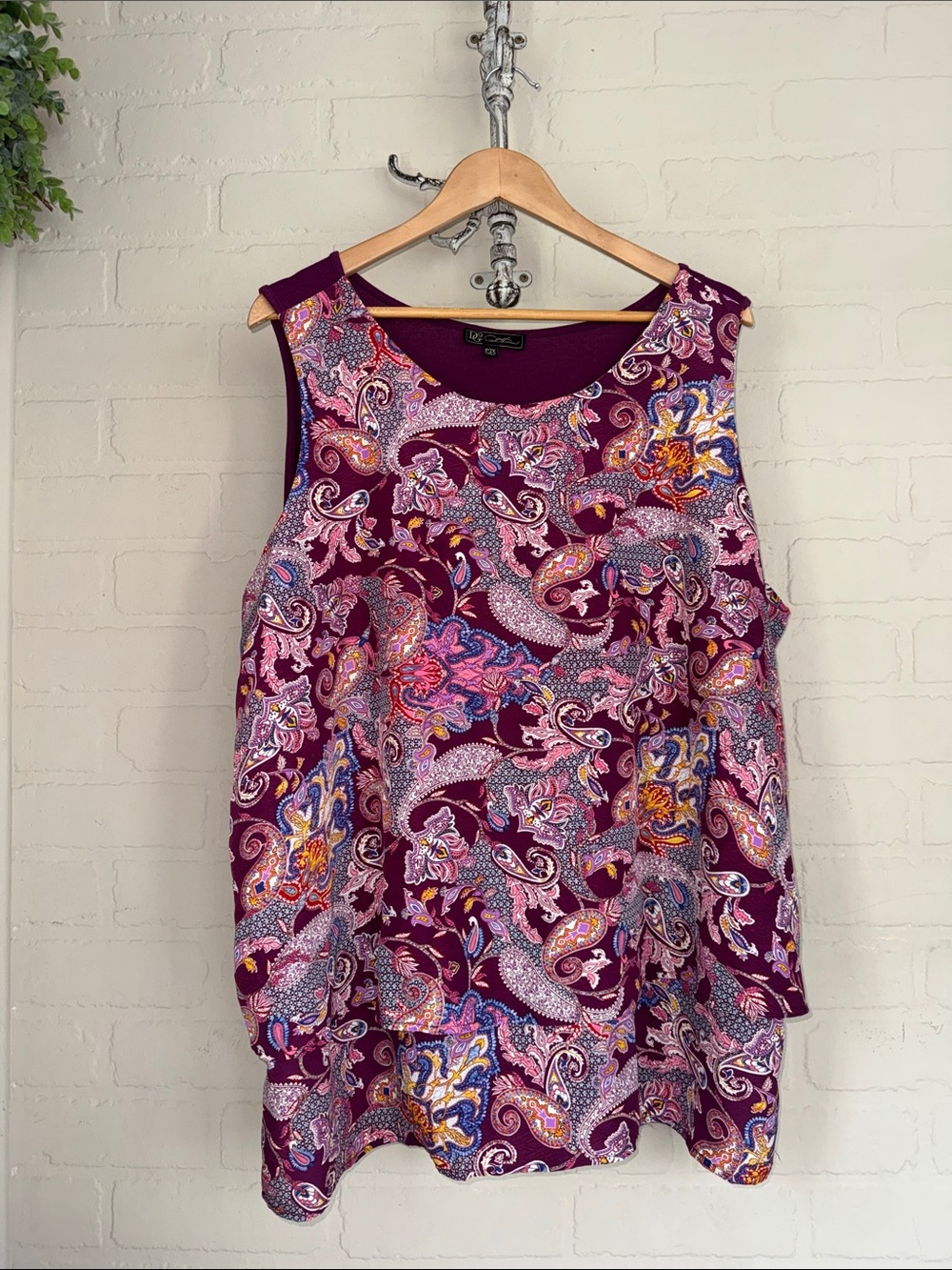 Diane Gilman DG2 blouse Paisley Print Tank Top petite 2x new